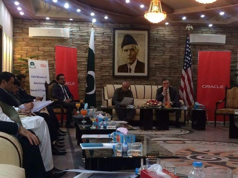Chief Minister of Balochistan Special ICT Initiative meeting, held with Oracle